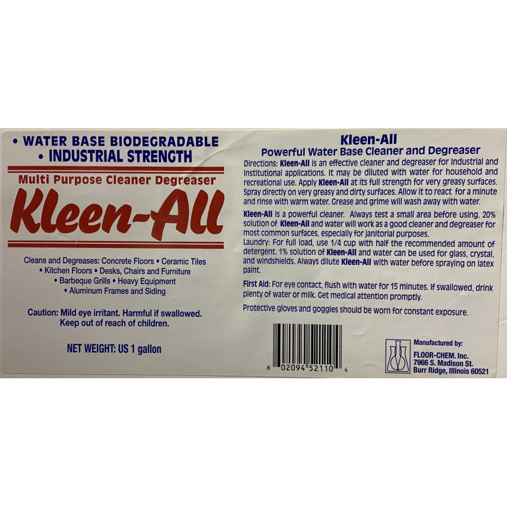 FC 021 Kleen All <br>Alkaline Base <br>Cleaner Degreaser